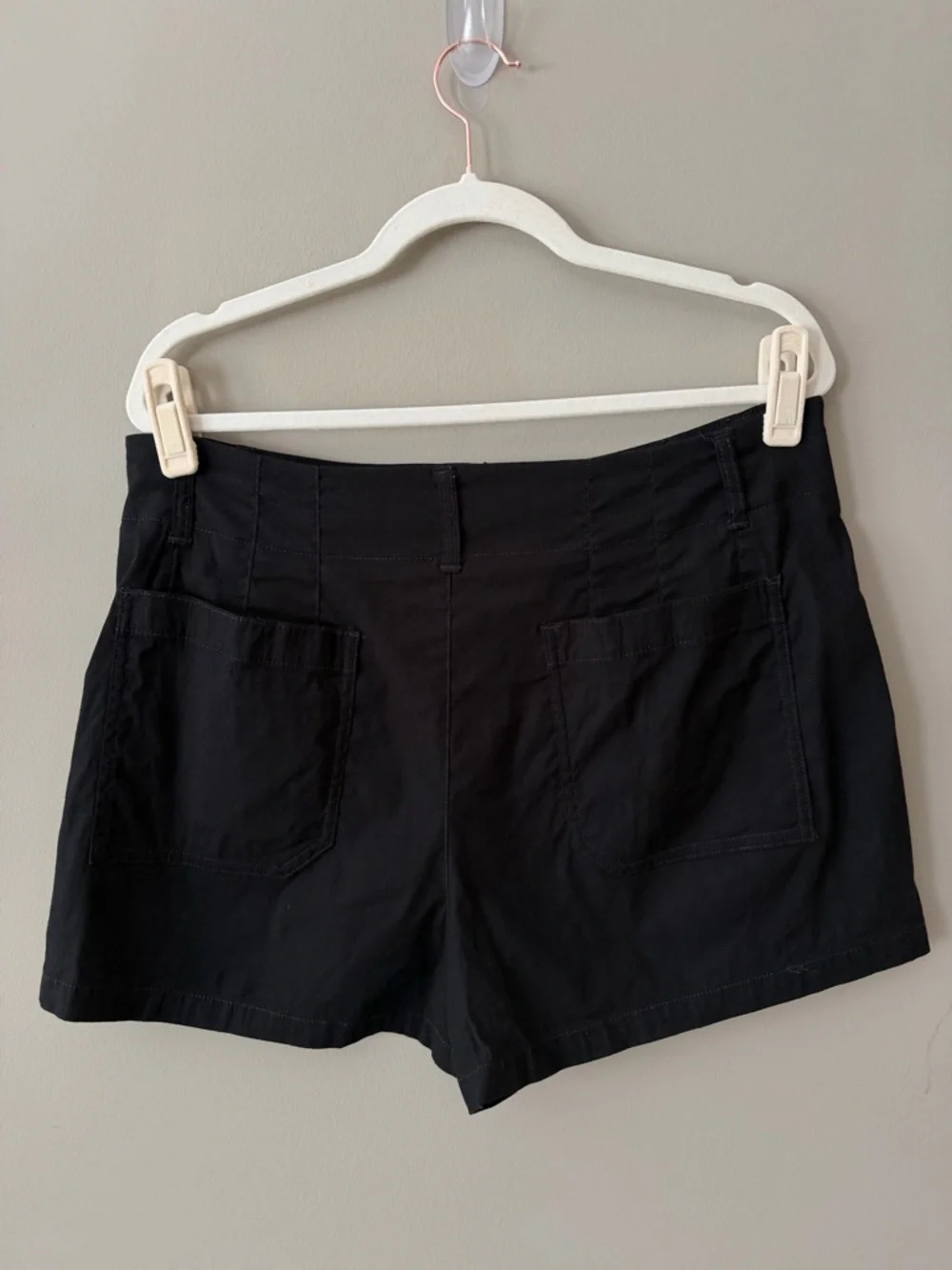 Anthropologie Black Bermuda Shorts with Front Patch Pockets - Picture 2 of 3